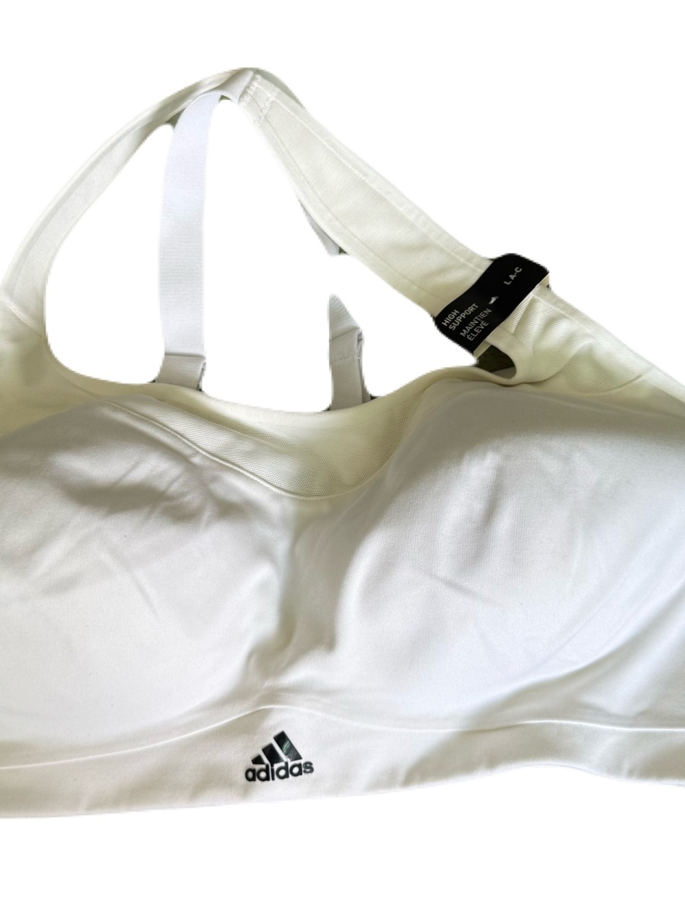 adidas White Padded Sports Bra with Racerback